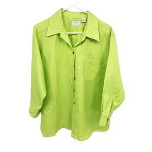 Elisabeth by Liz Claiborne Lime Button Down Shirt Size 14P